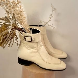 YSL Miles Square Toe Patent Leather Ankle Boot 37